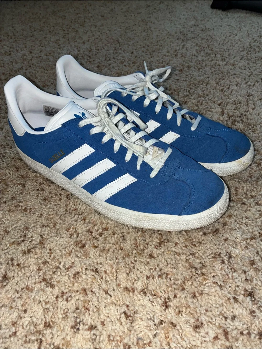 adidas Blue Suede Low-Top Sneakers with White Stripes